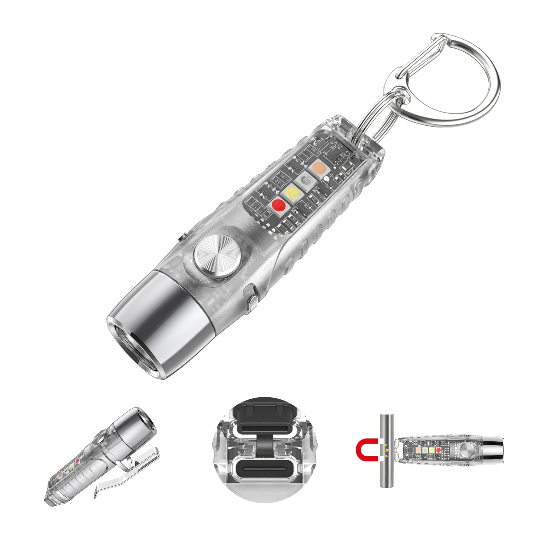 TUNENGE S12Pro keychain flashlight front view highlights portability for everyday carry.