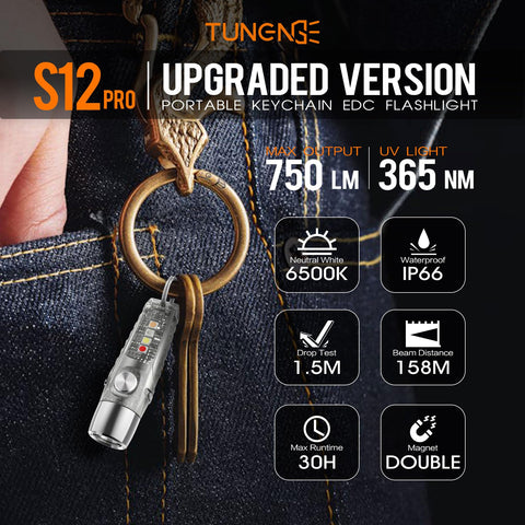 TUNENGE S12Pro held in hand shows compact size and easy grip for quick lighting.