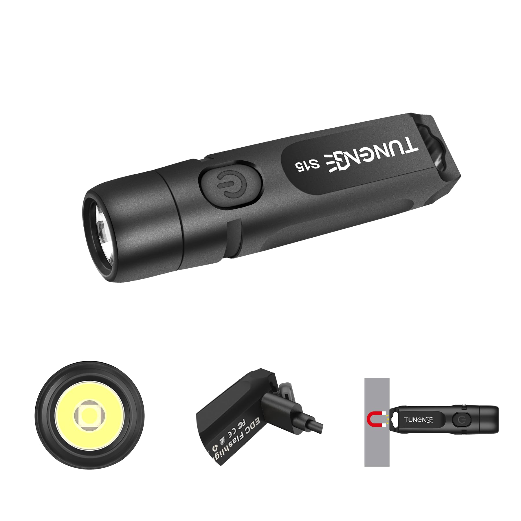 TUNENGE S15 keychain flashlight bright 650-lumen beam for outdoor visibility.