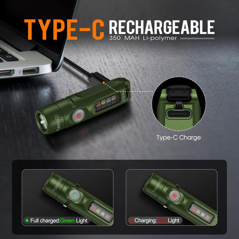 TUNENGE S15Pro army green top view emphasizes portable size.