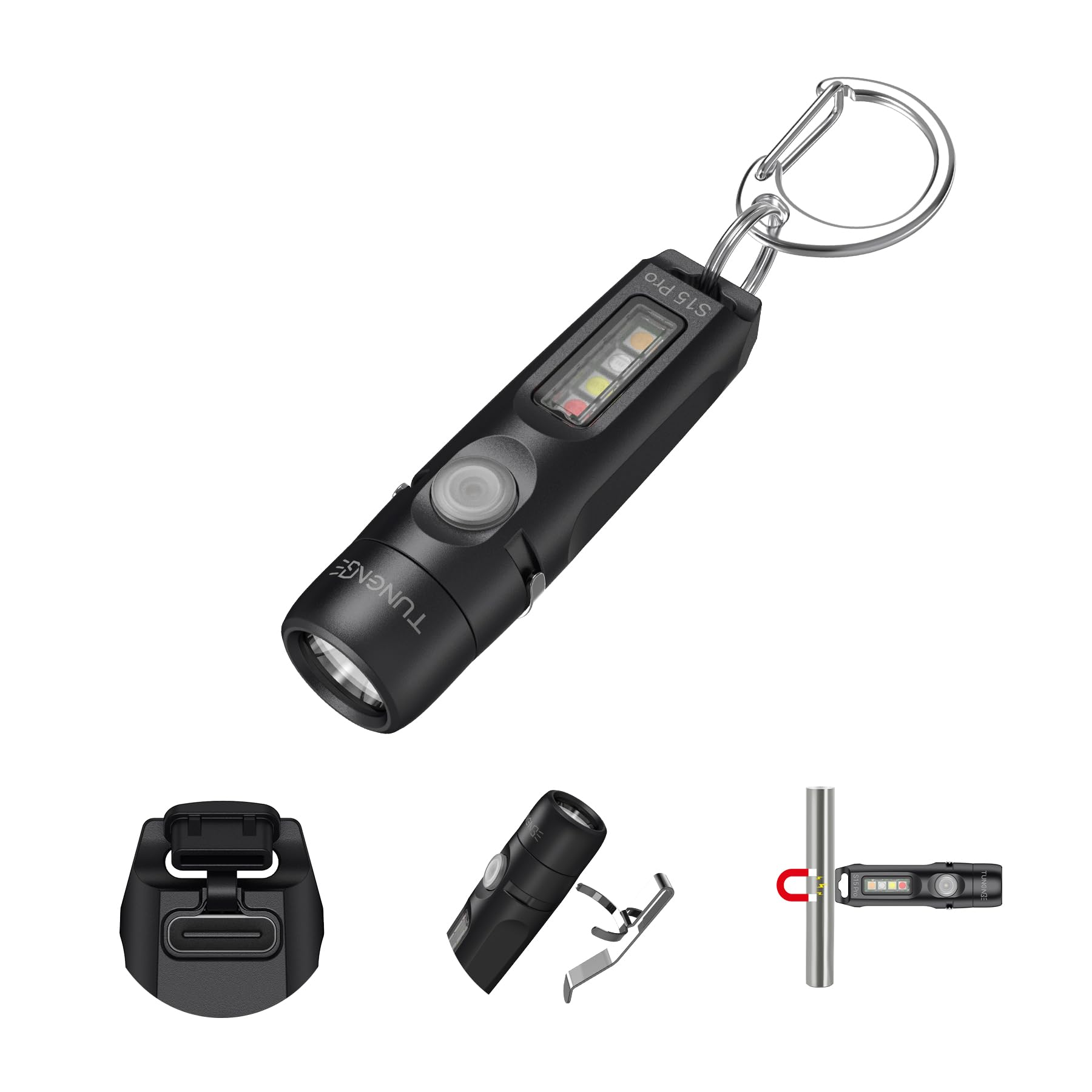 TUNENGE S15Pro keychain flashlight with 750-lumen beam for outdoor use