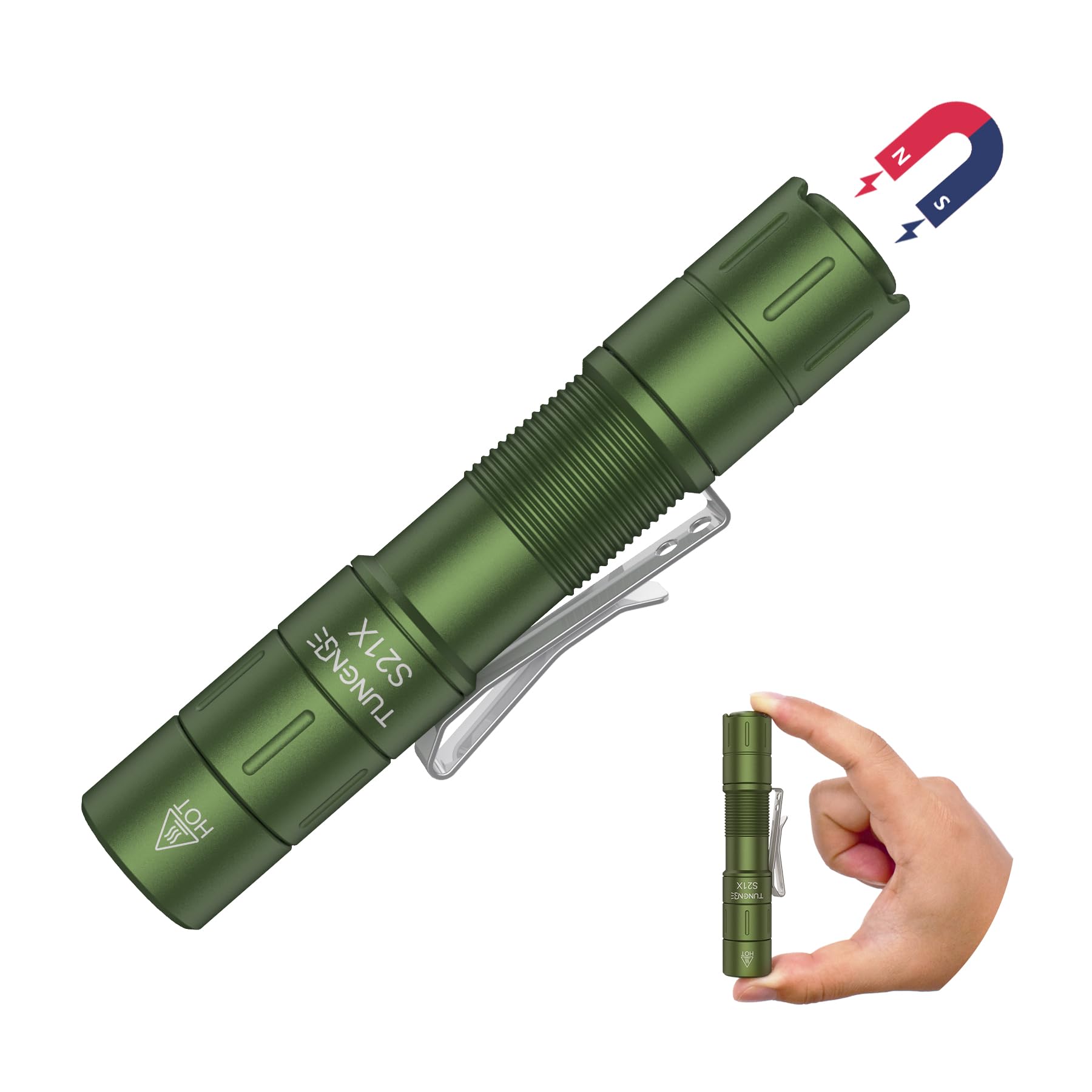TUNENGE S21X mini EDC flashlight front view showing compact design for everyday carry