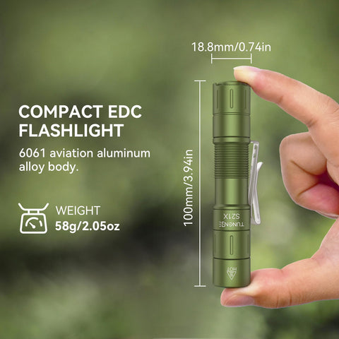 TUNENGE S21X mini EDC flashlight IP68 waterproof build highlights rugged outdoor reliability
