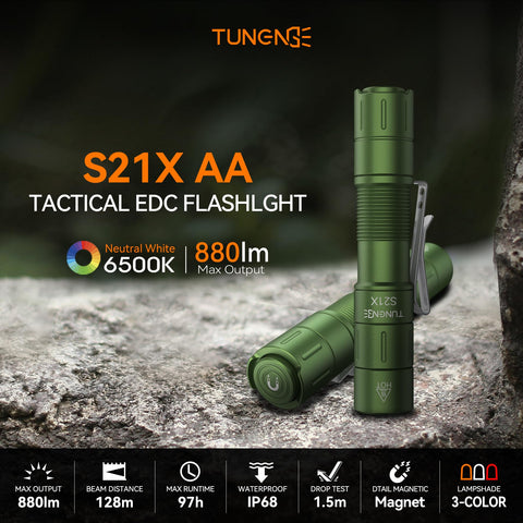 TUNENGE S21X mini EDC flashlight side profile shows slim body for pocket-ready use