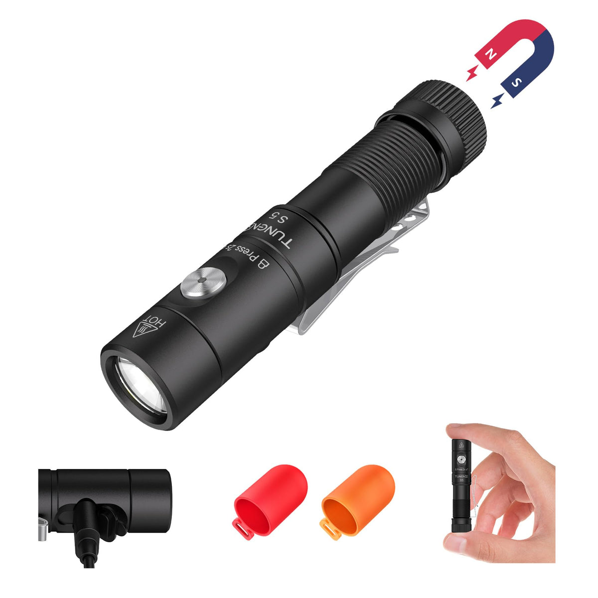TUNENGE S5 front beam showing bright, distant illumination for outdoor use