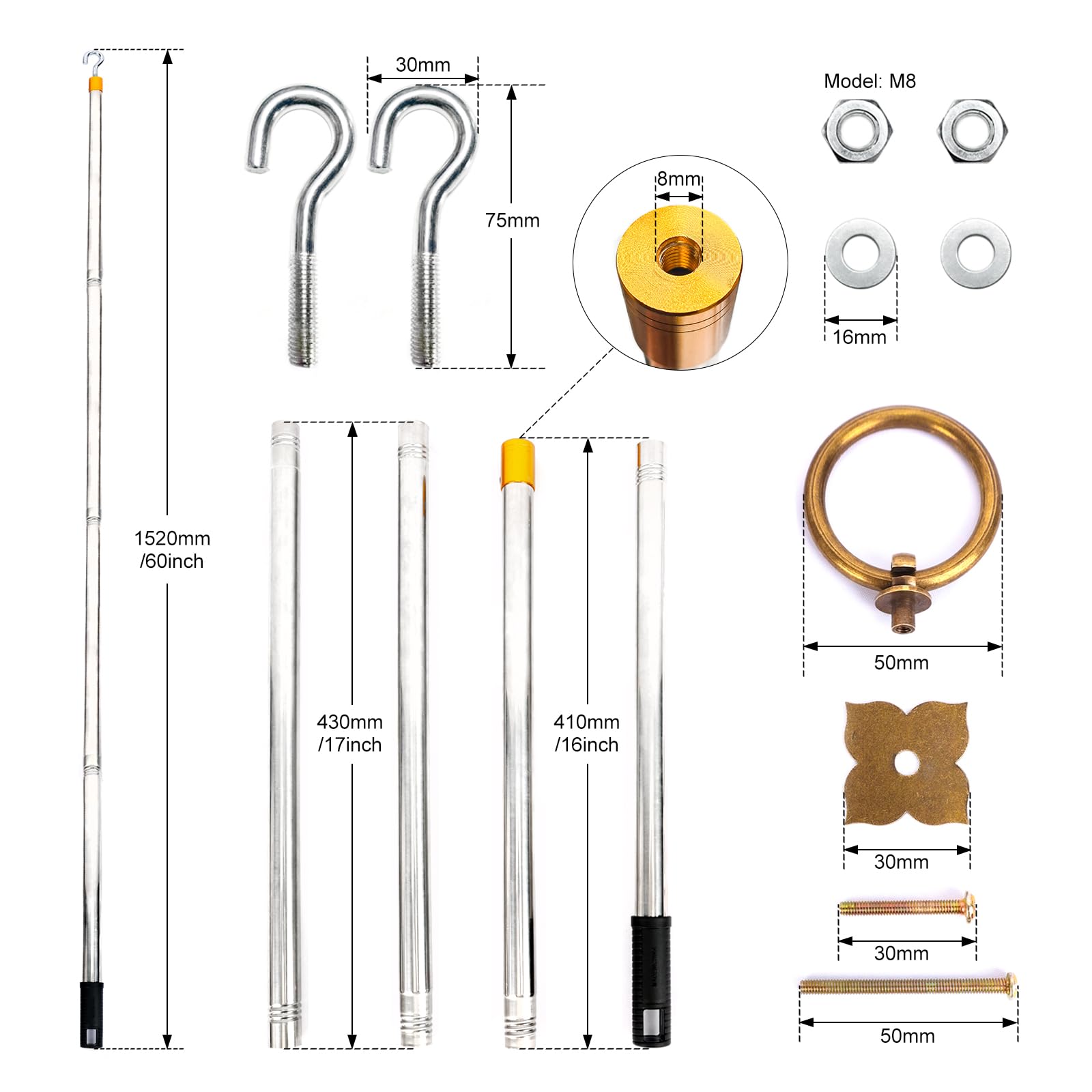 Tuneya antique brass handle on the hook head provides a comfortable grip during use.