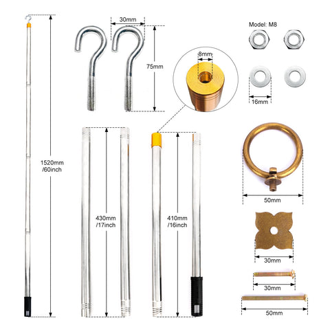 Tuneya antique brass handle on the hook head provides a comfortable grip during use.