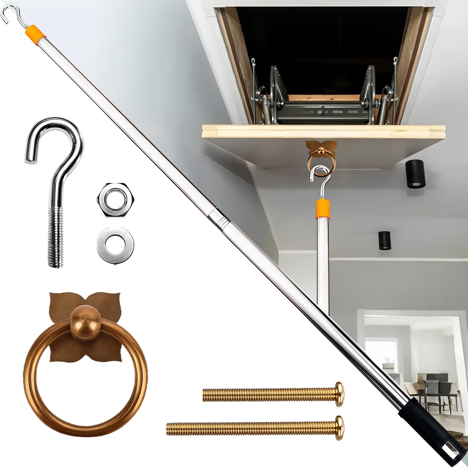 Tuneya attic pull-down kit with 60-inch pole for easy attic access.