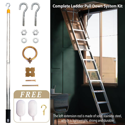 Tuneya stainless steel extension pole offers durable, rust-resistant operation for attic tasks.