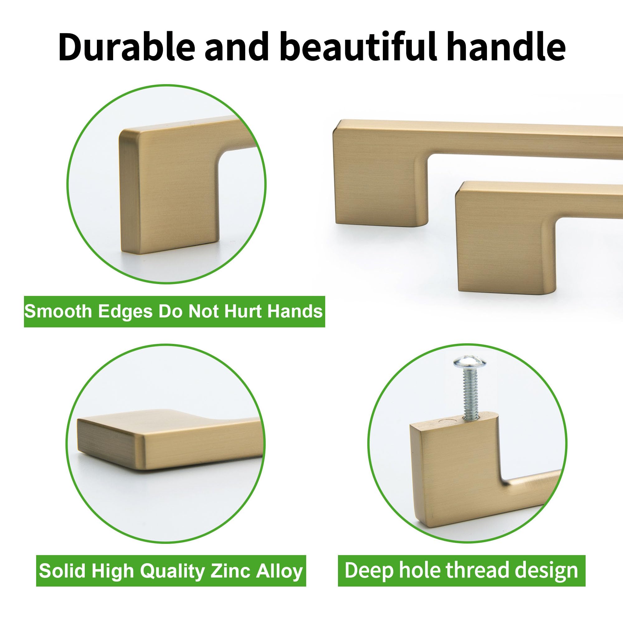 TUNNY champagne bronze finish drawer handle ready for installation on cabinets and dressers.