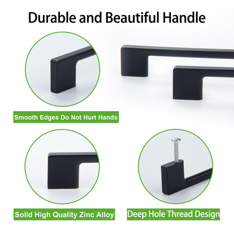 TUNNY 5in matte black handle close up highlighting durable finish and edges.