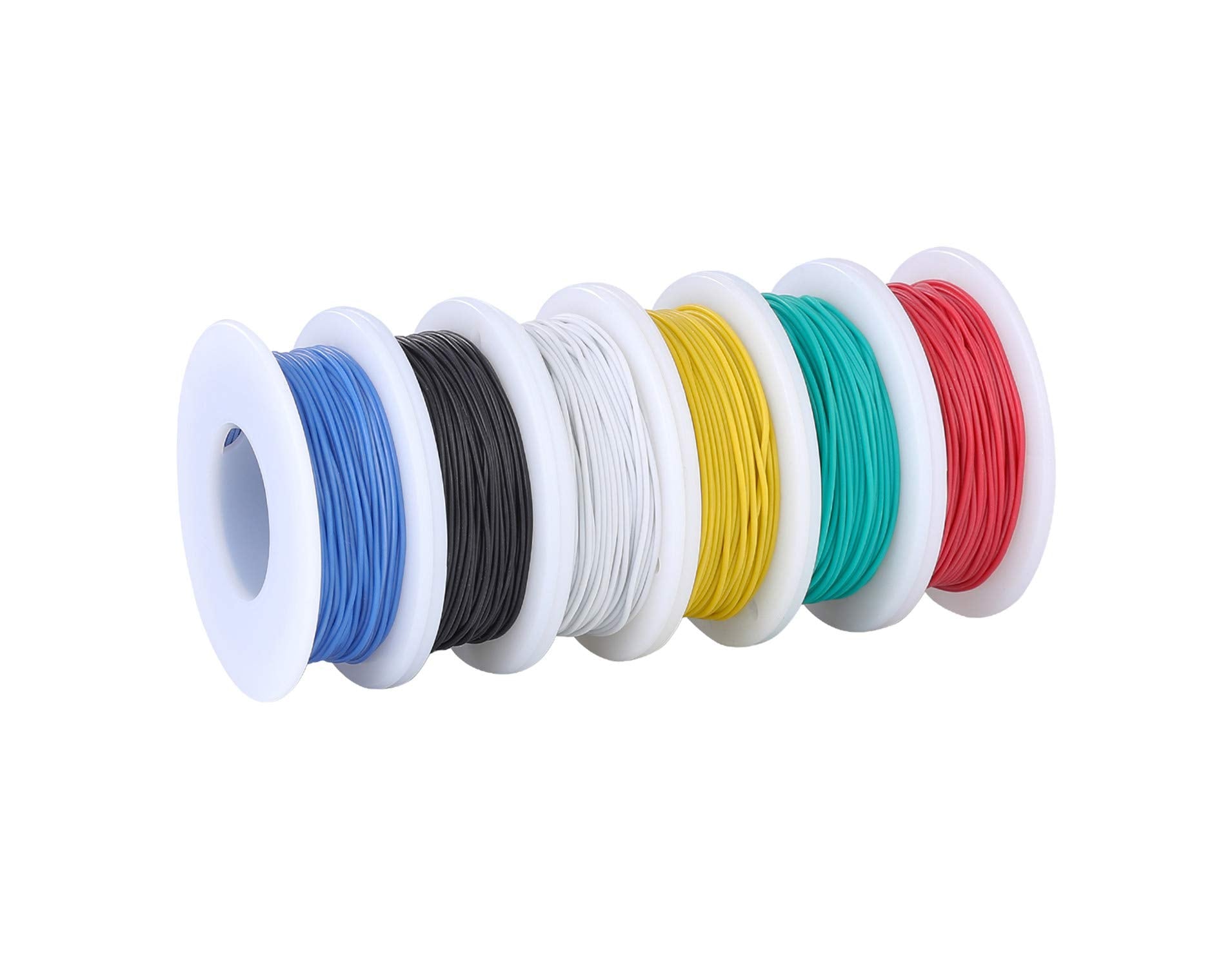 TUOFENG 30AWG yellow silicone wire; bright color coding for easy circuit identification.