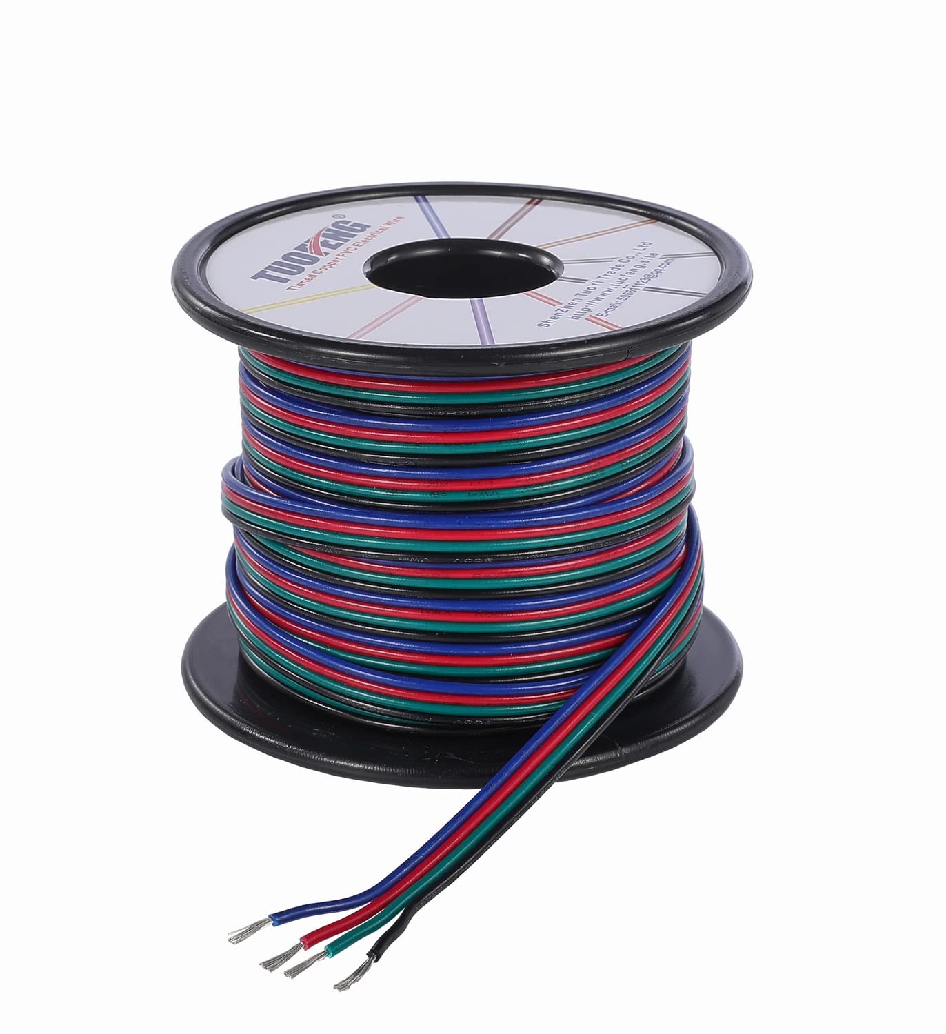 TUOFENG four-core cable 22awg 40ft for flexible LED wiring and long reach