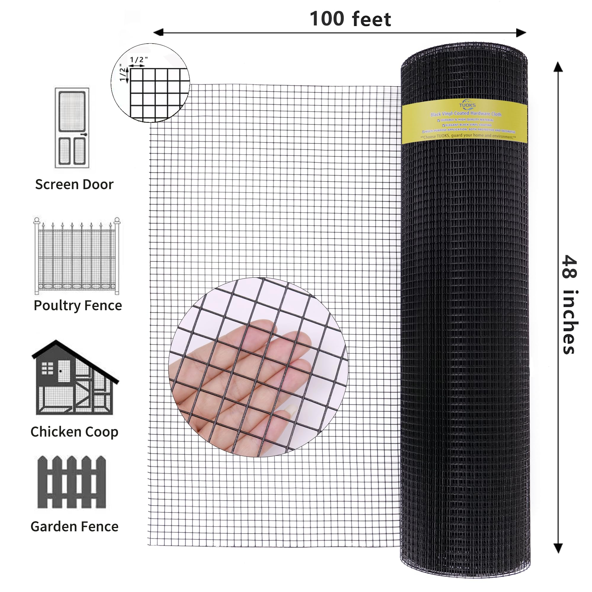 TUOKS PVC-coated welded wire mesh roll offers rust resistance and outdoor durability.