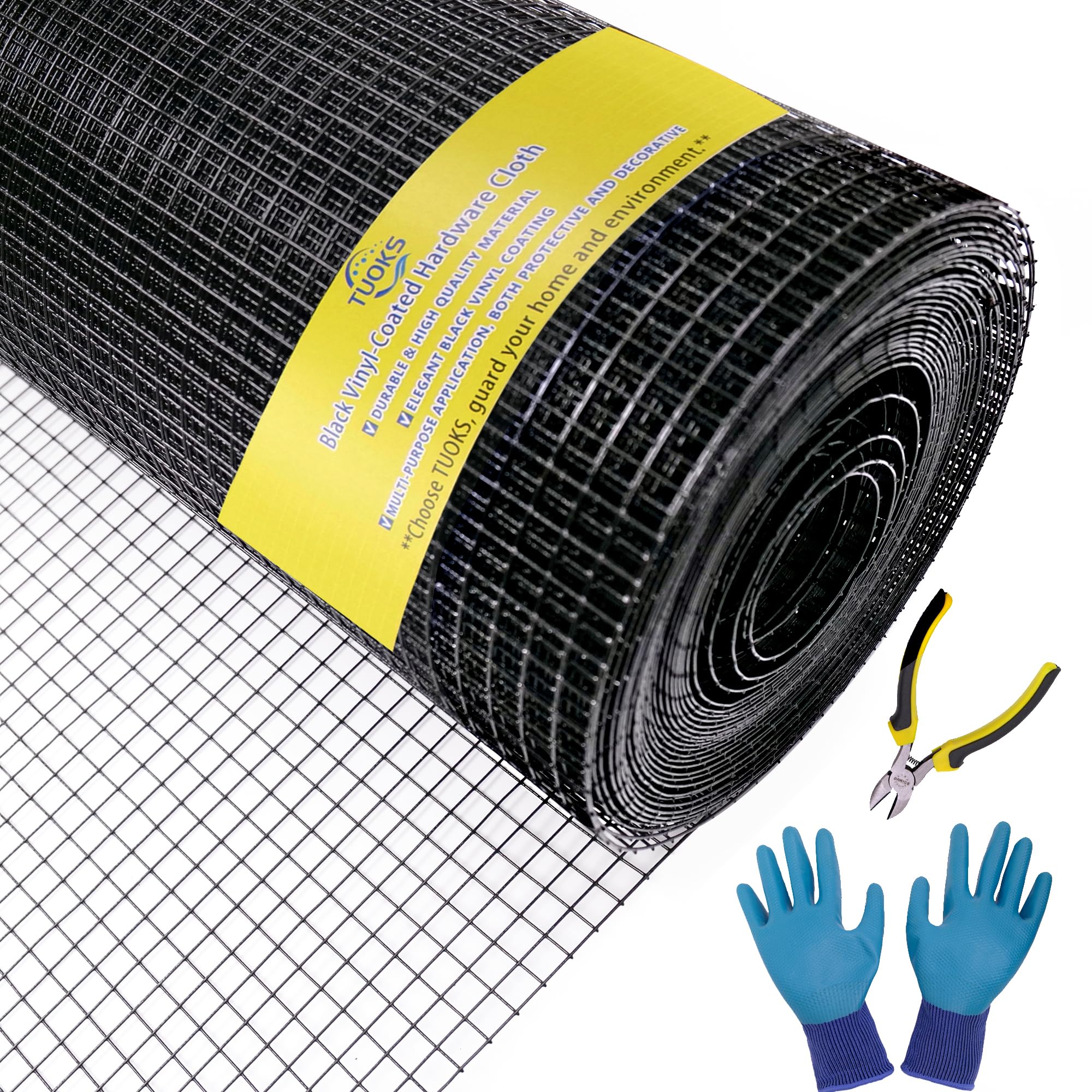 TUOKS black hardware cloth with 1/2-inch mesh for versatile fencing and DIY projects.
