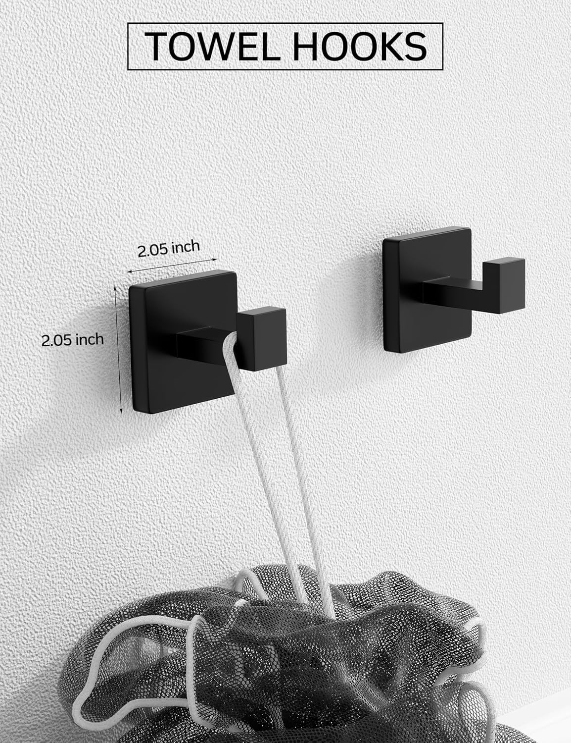 Second Tupello towel hook in matte black for robes or towels