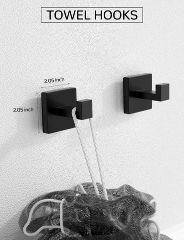 Second Tupello towel hook in matte black for robes or towels