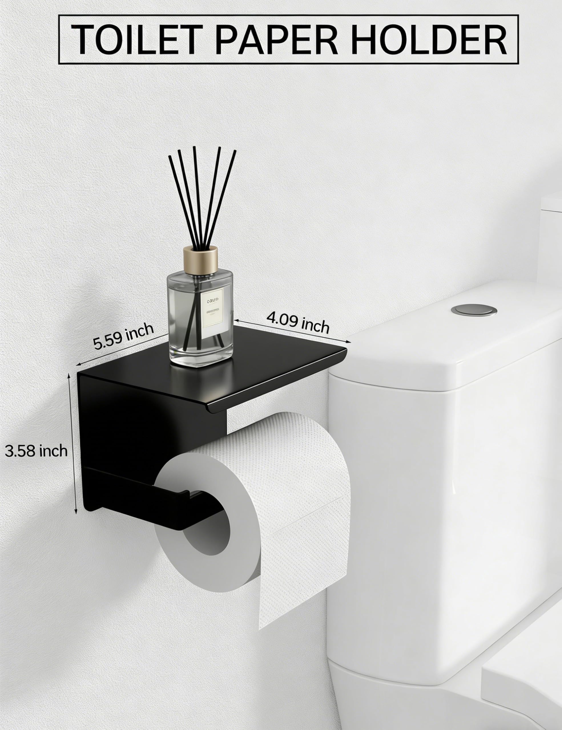 Tupello matte black toilet paper holder keeps essentials within reach.