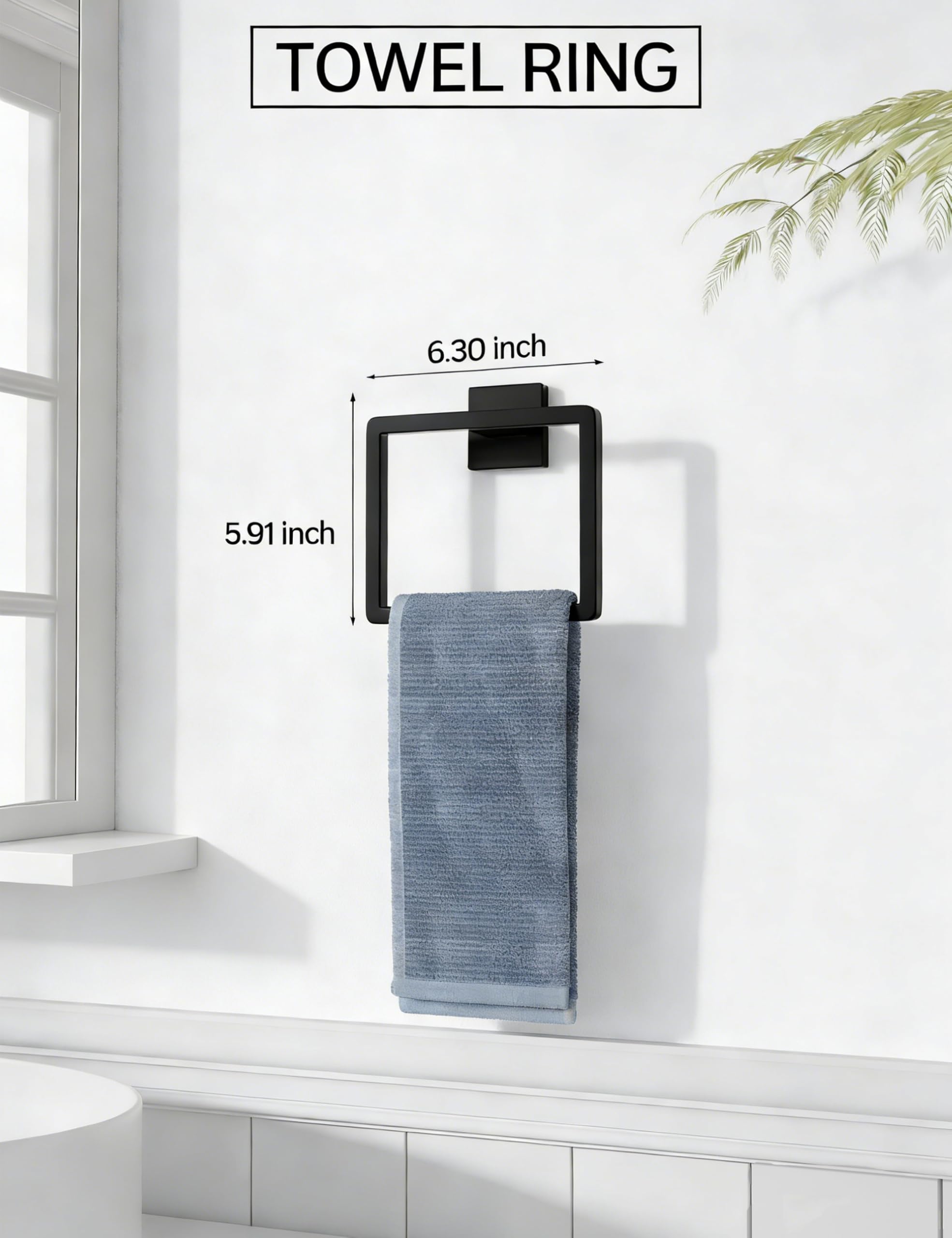 Tupello matte black towel hooks support daily bathroom organization.