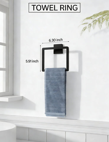 Tupello matte black towel hooks support daily bathroom organization.
