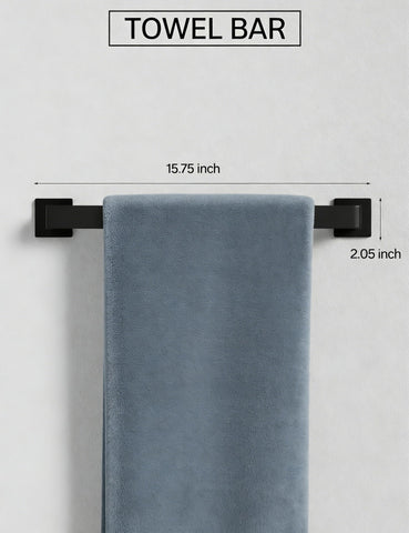 Tupello matte black towel ring adds simple style and quick access to towels.