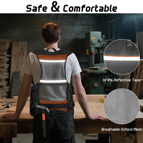 TURAND adjustable size vest fits various poses from climbing to kneeling