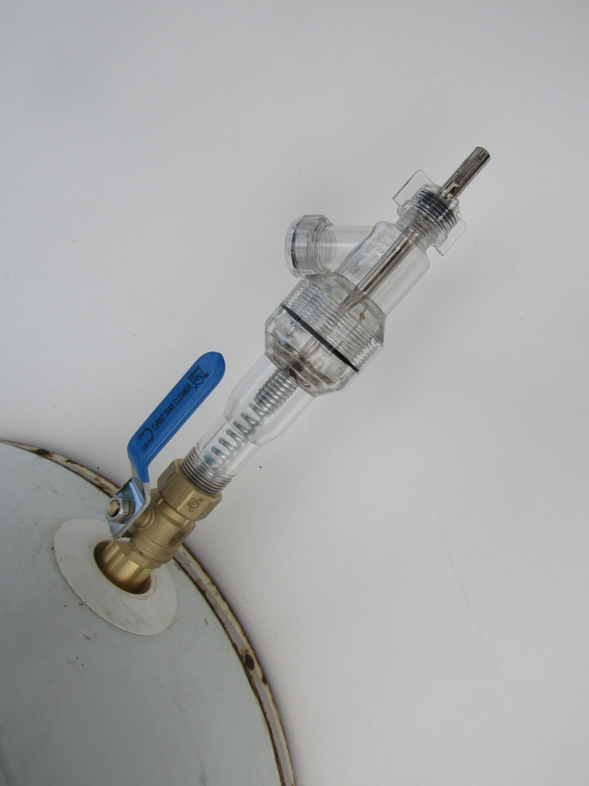 Turbo Tank Cleaner install kit includes adapters and tape for quick setup.