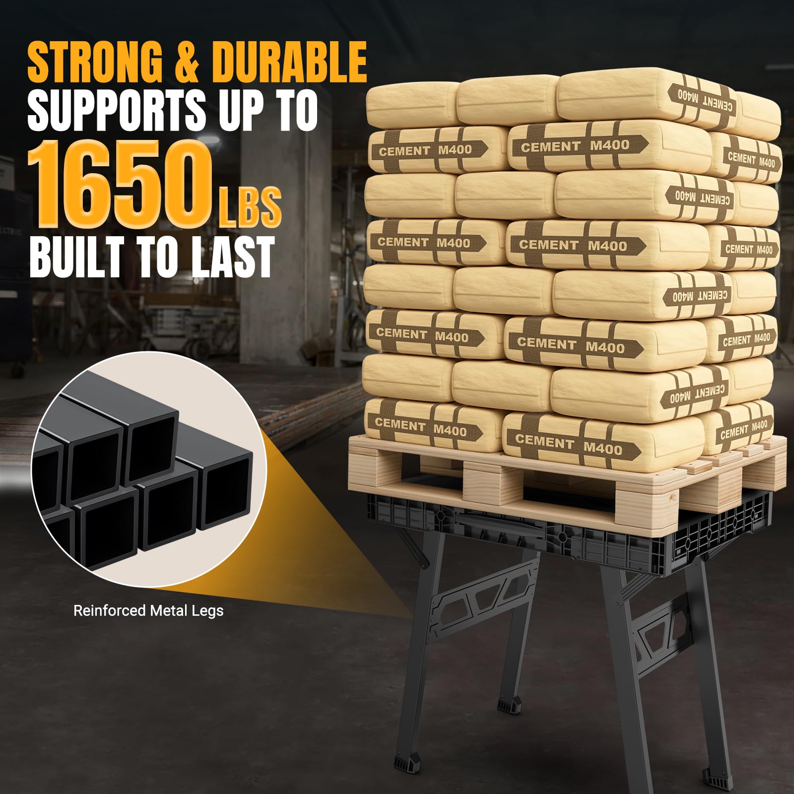 Turboforce 1650lbs capacity sturdy legs support heavy tasks