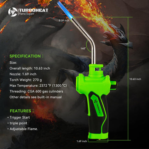 Turboheat ergonomic rubber-grip handle designed for comfortable long use.