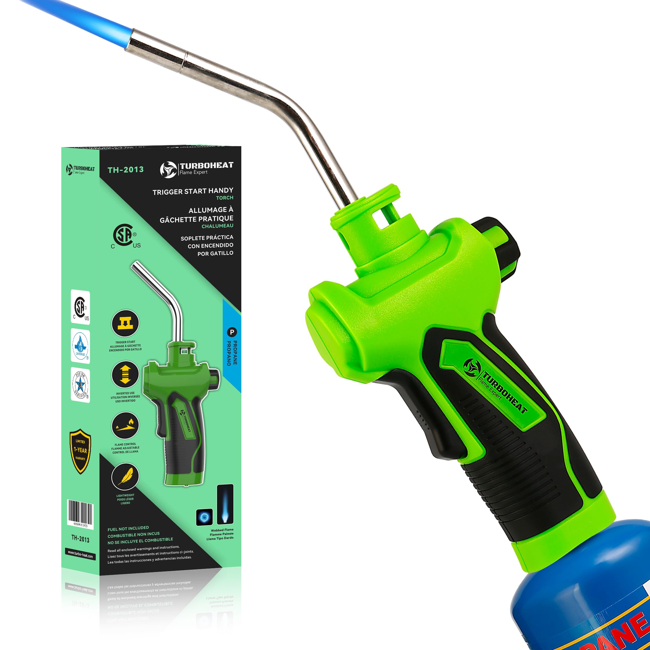 Turboheat trigger-ignition torch head enabling quick ignition for fast work.