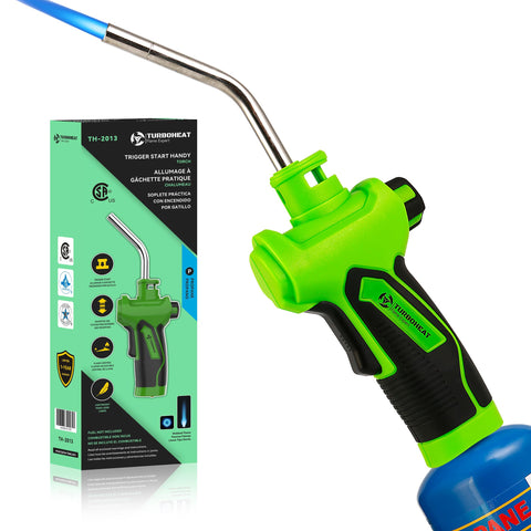 Turboheat trigger-ignition torch head enabling quick ignition for fast work.