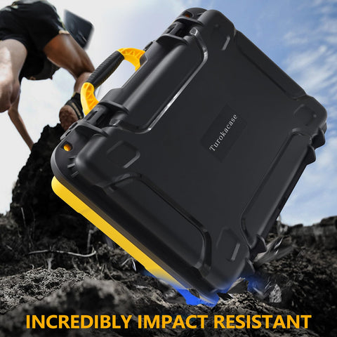 Rugged hard case protects batteries and charger during transport.