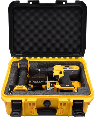 Turokacase Dewalt 20V Max case with foam insert holding drill and driver securely.