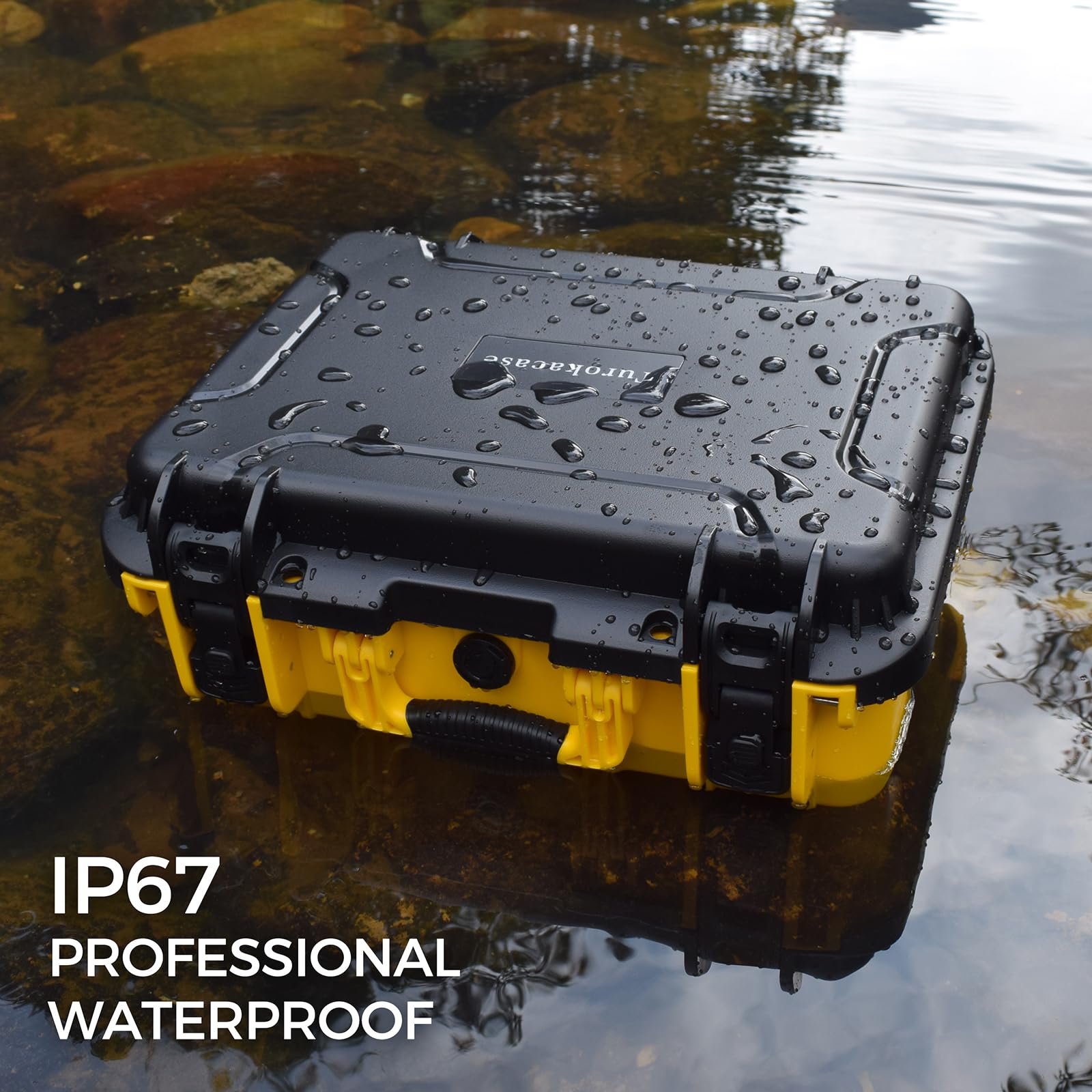 Turokacase DeWalt battery case ergonomic handle for easy transport.