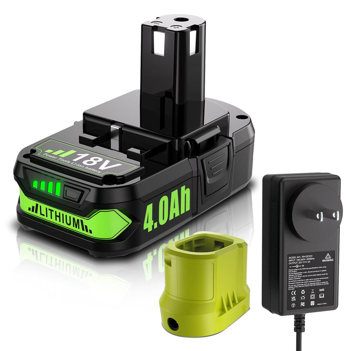 TURPOW upgraded 4.0Ah Ryobi battery with extended runtime for cordless tools.