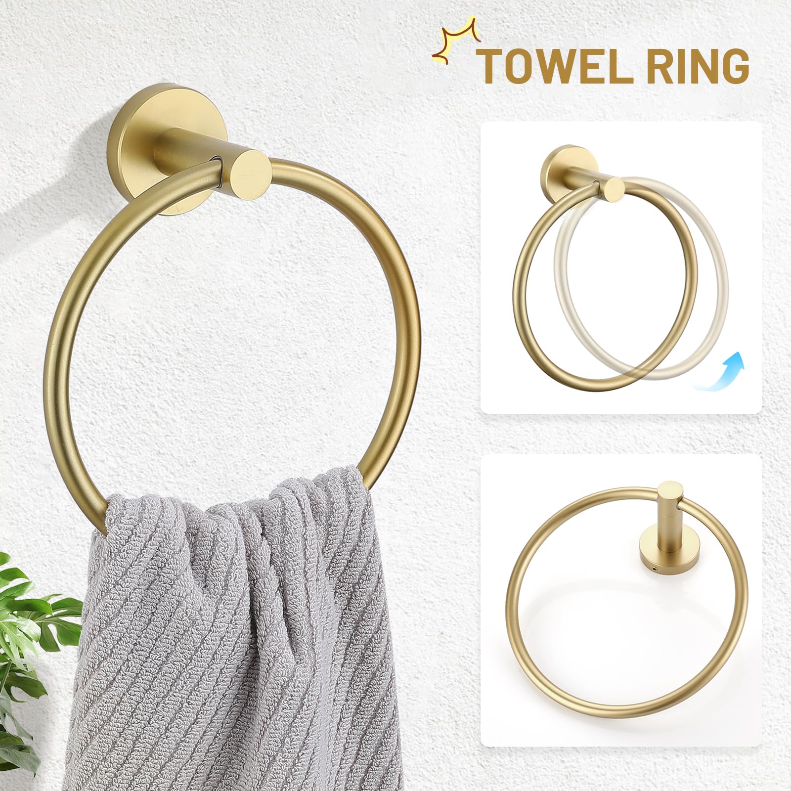 TURS Brushed Gold robe hook keeps robes neatly stored