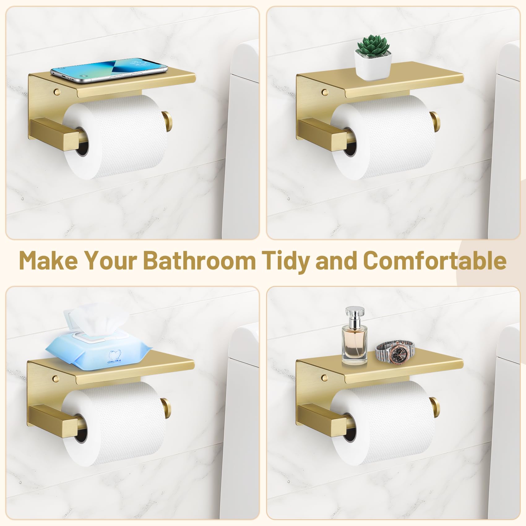 TURS brushed gold robe hook provides sturdy hanging space.