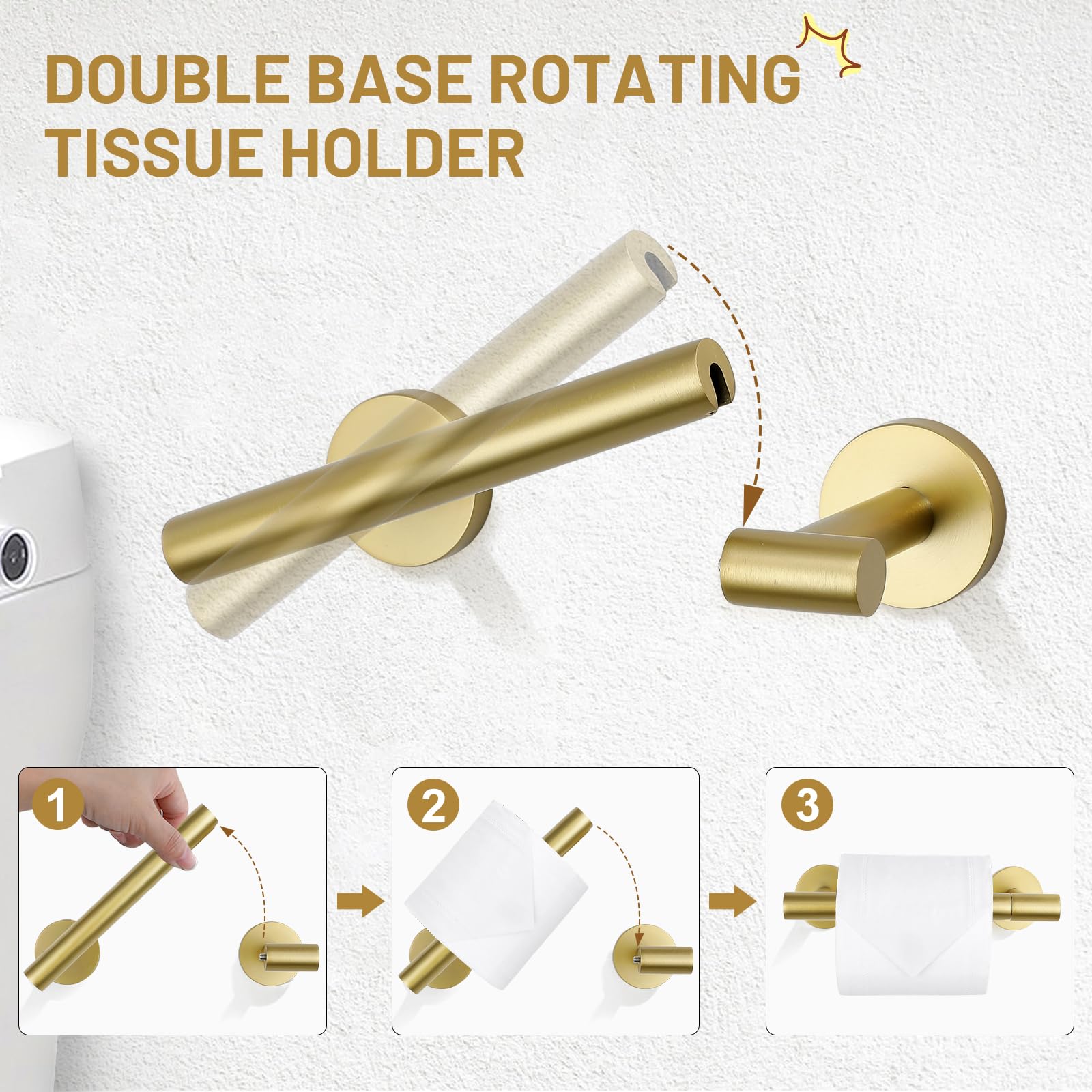 TURS Brushed Gold toilet paper holder with premium finish