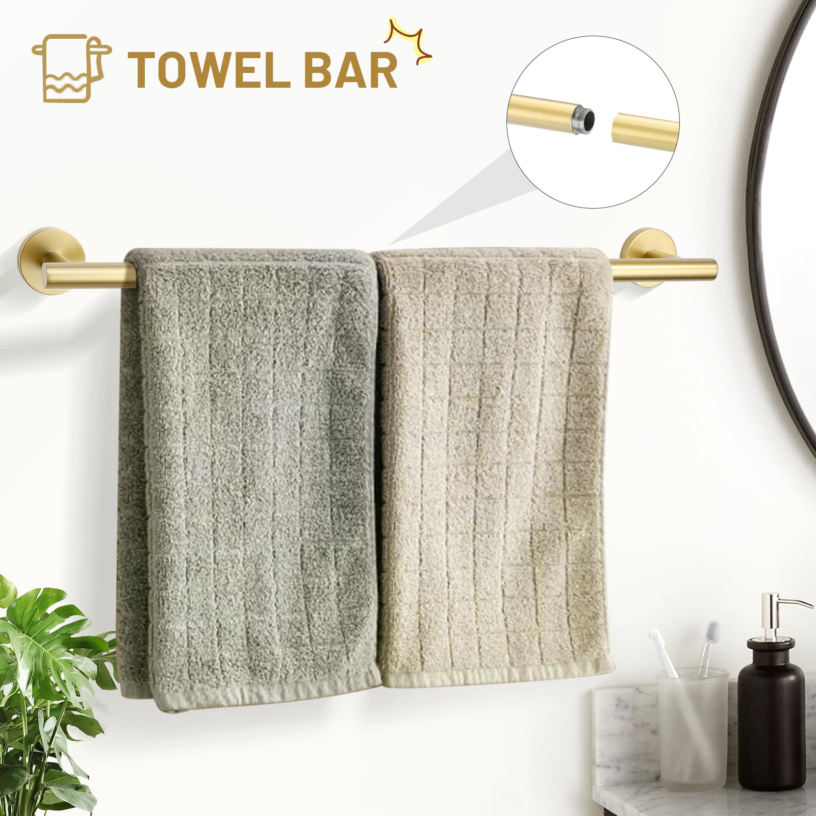 TURS Brushed Gold towel ring adds style and reach