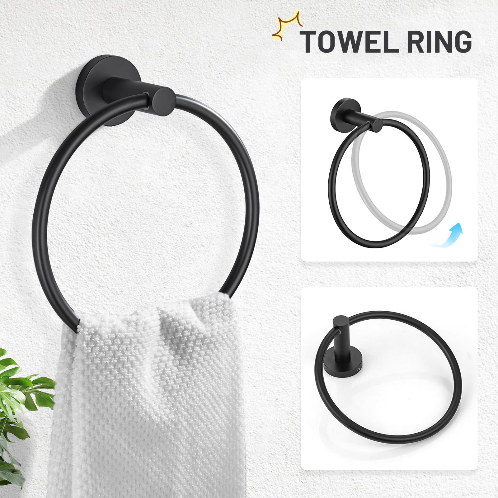 TURS toilet paper holder in matte black keeps essentials at hand.