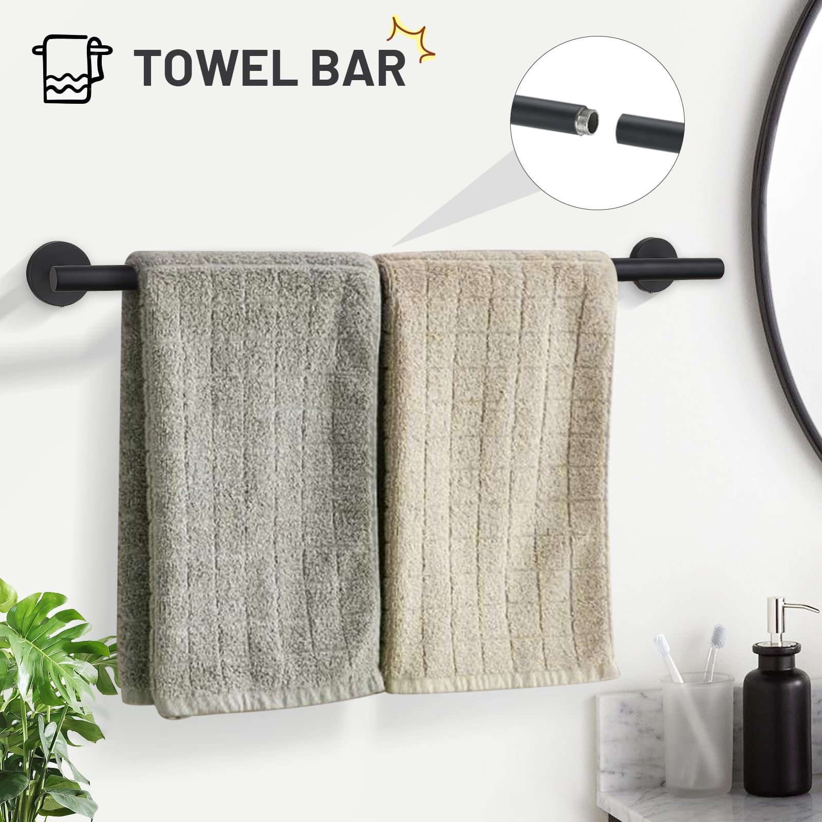 TURS towel ring in matte black finish for quick towel access.
