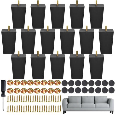 TURSTIN 16 black 4-inch square wood legs for sofas, sturdy support