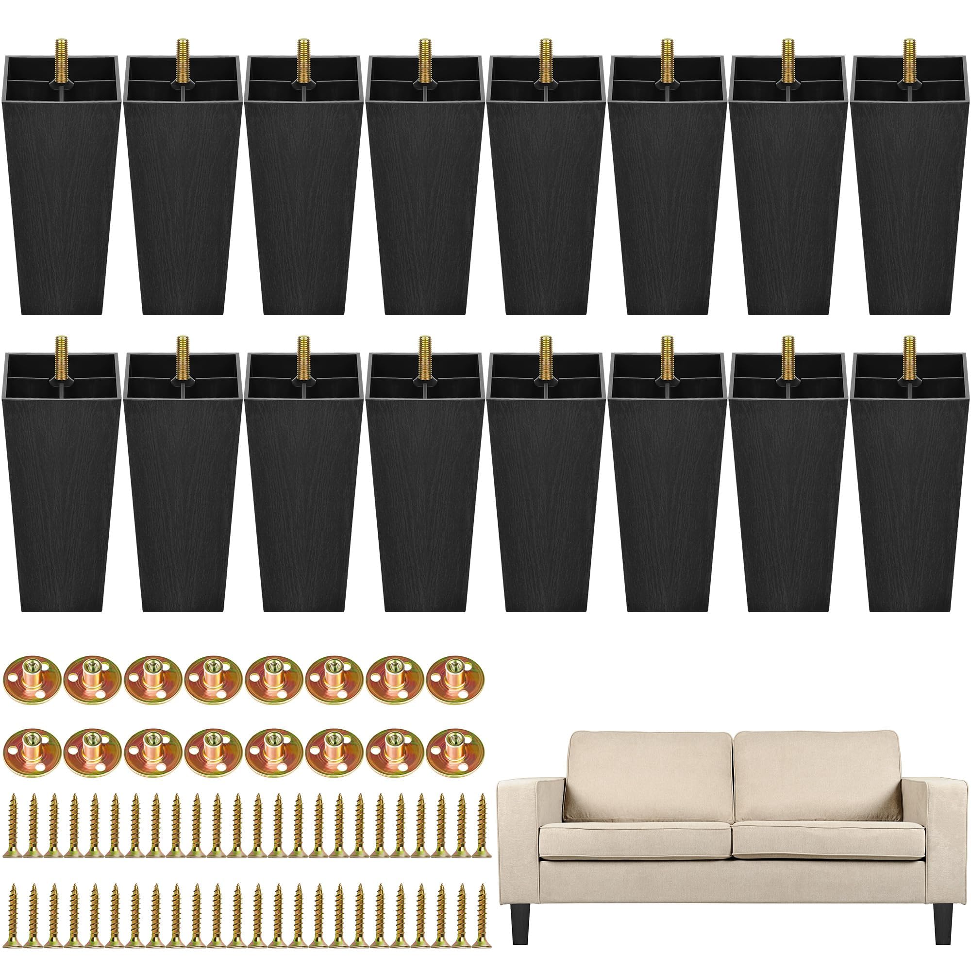 TURSTIN 16-pack 8-inch square tapered legs ready for quick installation.