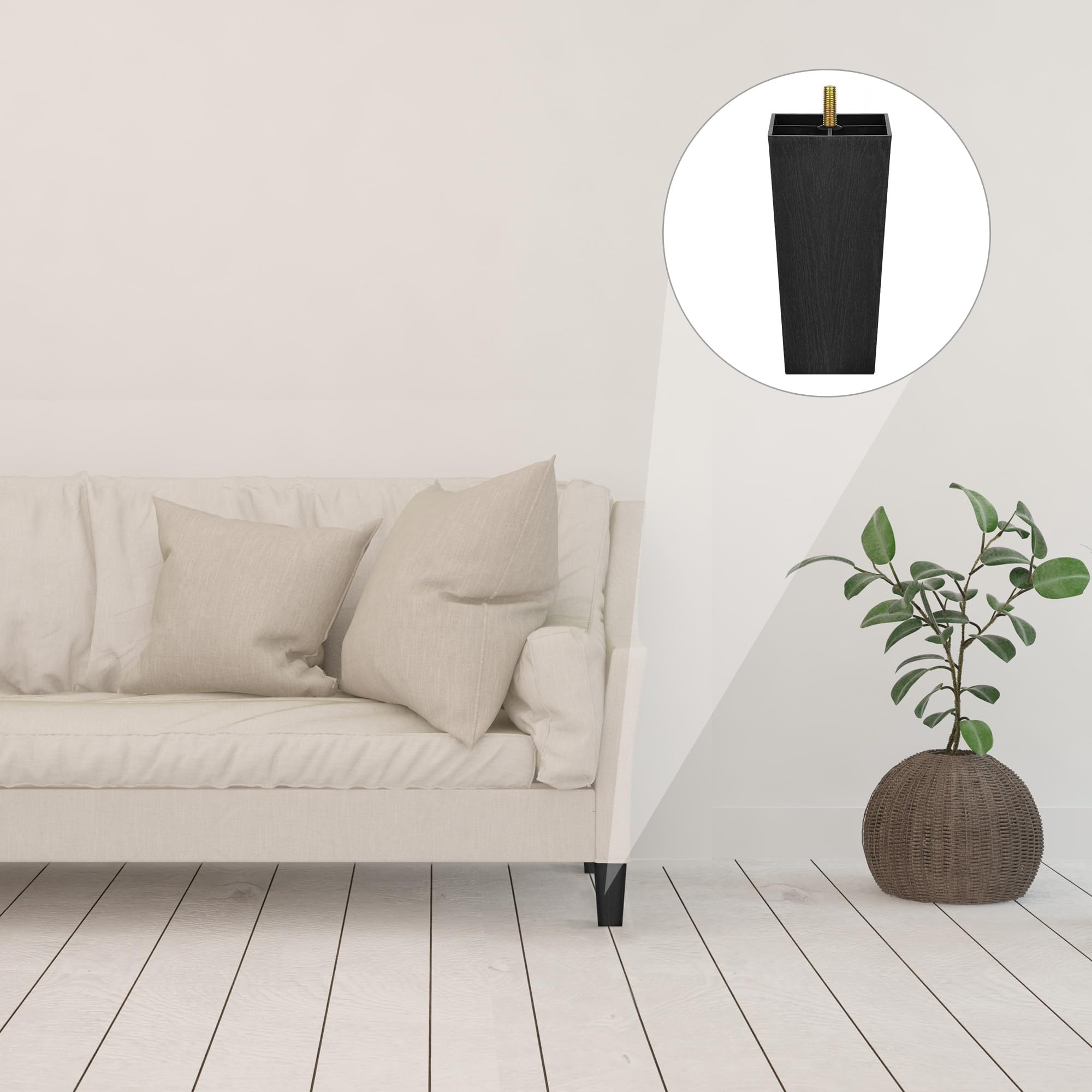 TURSTIN legs attached to a sofa illustrating a refreshed room look.