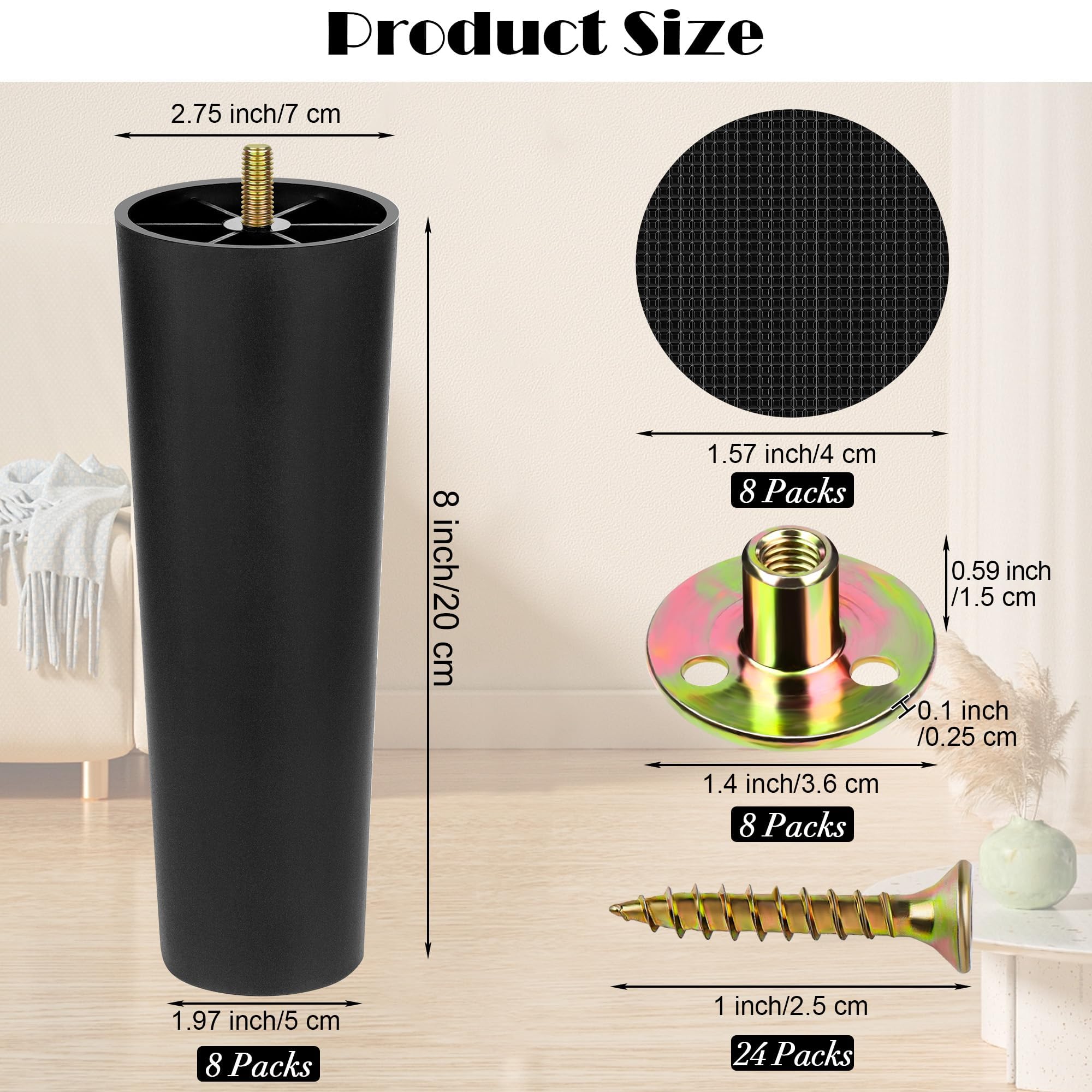 TURSTIN M8 T-nuts and screws kit for quick DIY furniture installation
