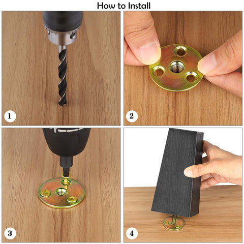 TURSTIN screw-and-T-nut kit for secure furniture leg mounting.