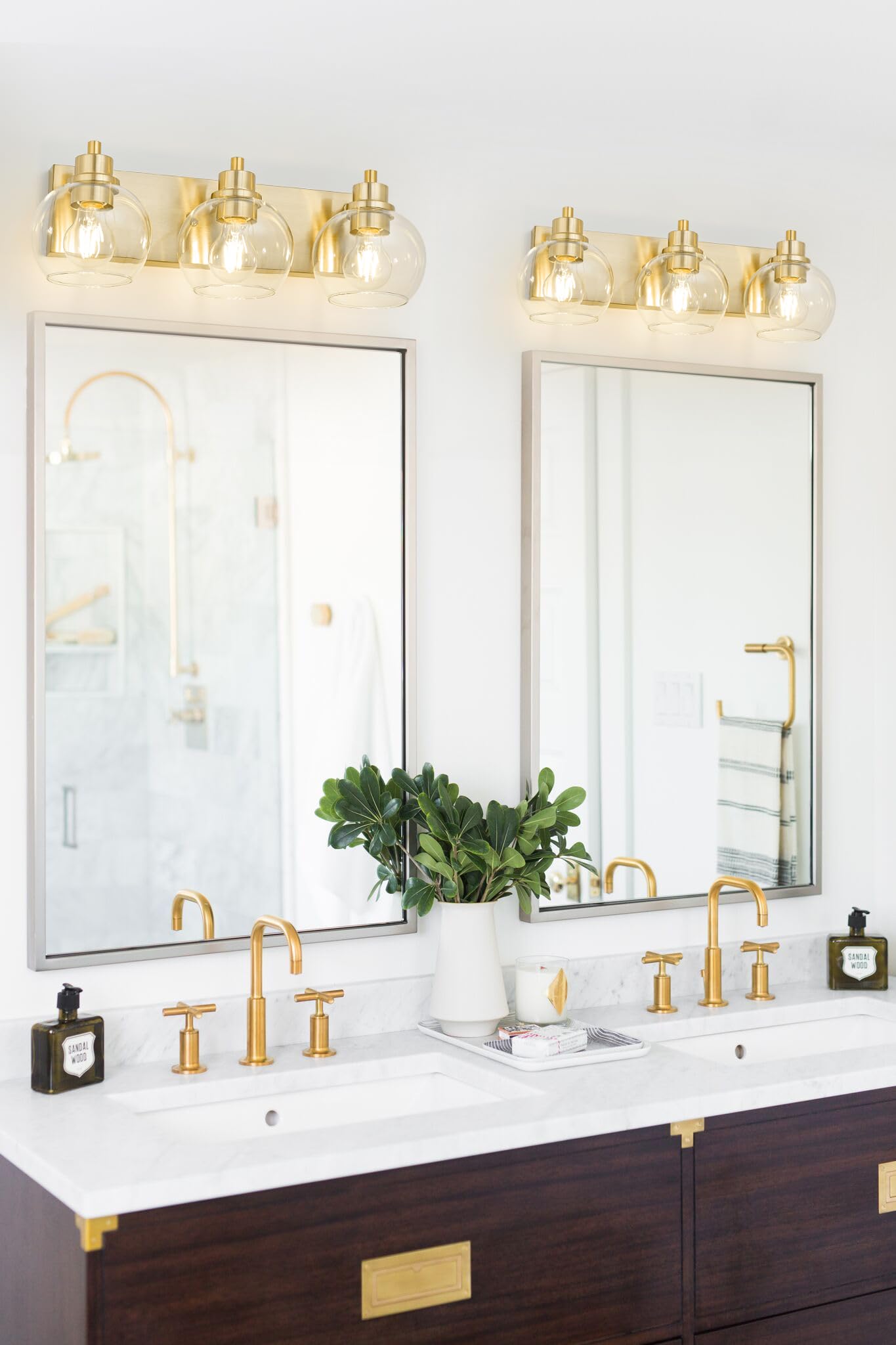 Tuscarora vanity light 19-inch length fits standard vanities.