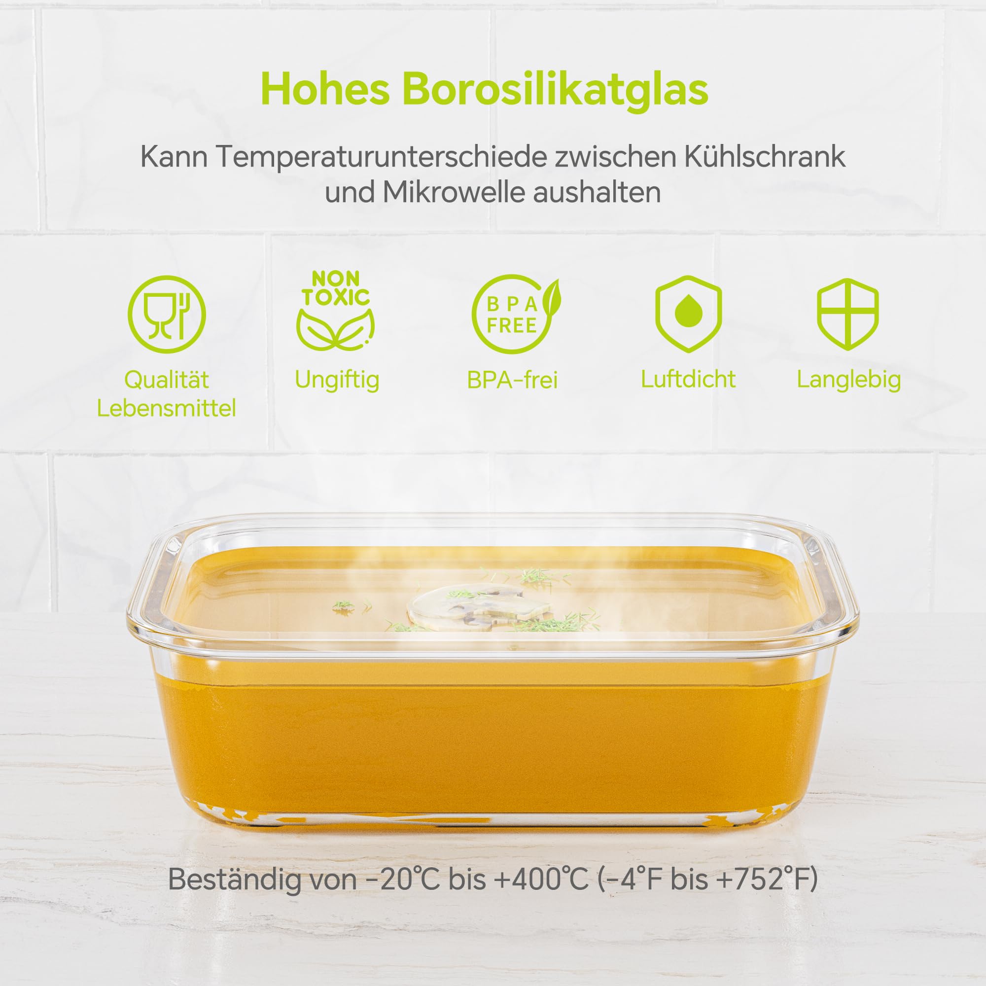 TUSEASY oven-safe glass handles cooking tasks up to high temperatures