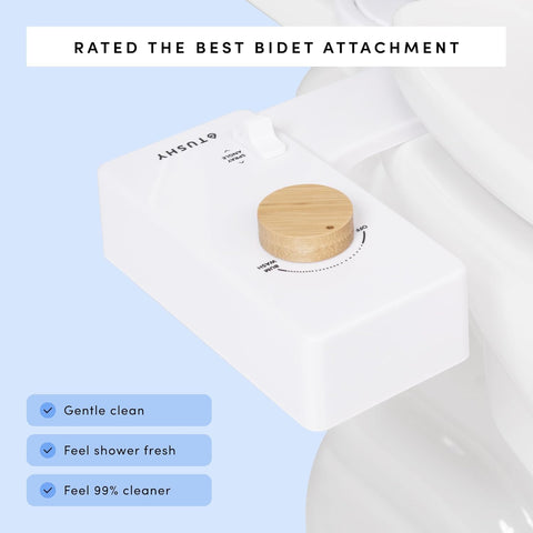 TUSHY Classic 3.0 nozzle detail highlights SmartSpray for targeted cleansing.