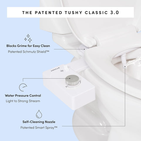 TUSHY Classic 3.0 slim-profile design keeps the area neat.